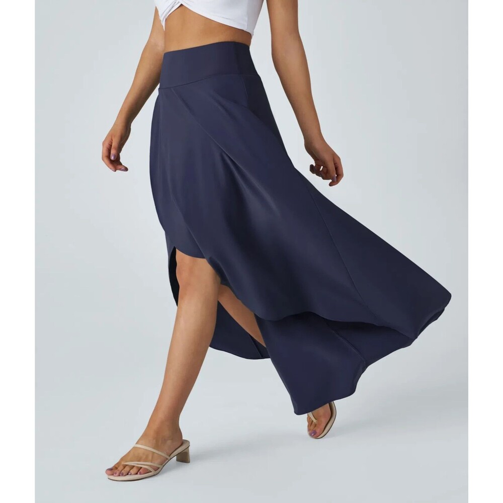 NWT Halara Breezeful Maxi Skirt Size S Navy Blue High Waisted 2-in-1 Quick Dry